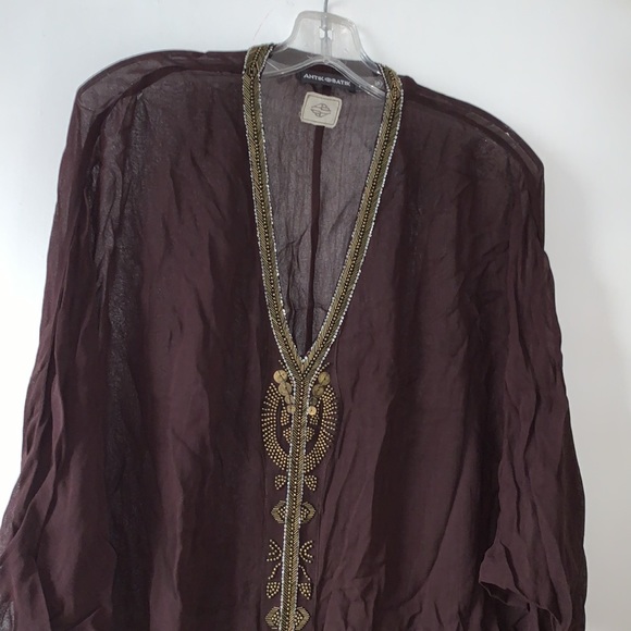 Antik Batik chiffon beaded caftan semi sheer beach summer dress kimono - Picture 6 of 11